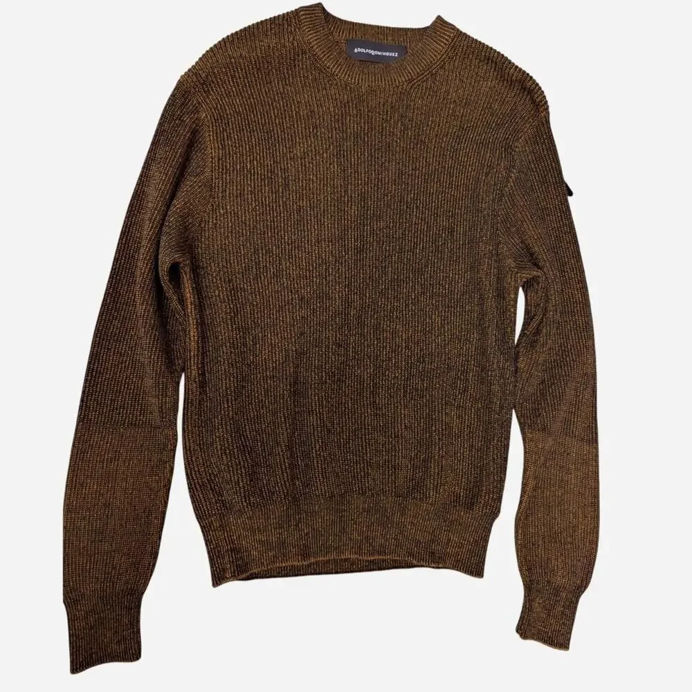 Adolfo Domínguez Brown & Black Ribbed Mens Sweater Sz M